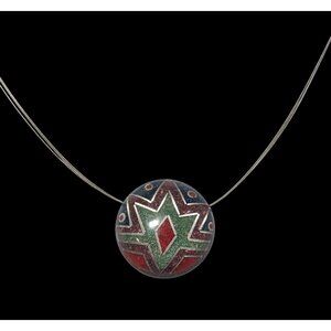 Vintage Crushed Stone Southwestern Sunburst Pendant Necklace